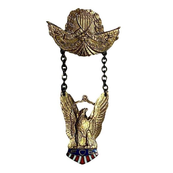 Vintage Fraternal Order of Eagles large dangling Eagle pin - Picture 1 of 7